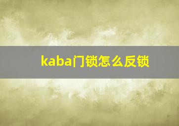 kaba门锁怎么反锁