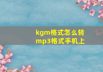 kgm格式怎么转mp3格式手机上