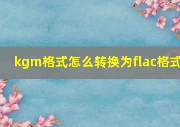 kgm格式怎么转换为flac格式