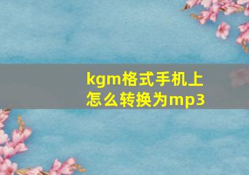 kgm格式手机上怎么转换为mp3