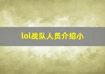 lol战队人员介绍小