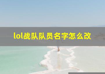 lol战队队员名字怎么改