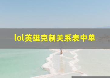 lol英雄克制关系表中单