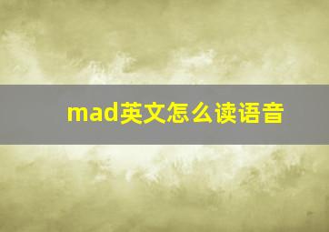 mad英文怎么读语音