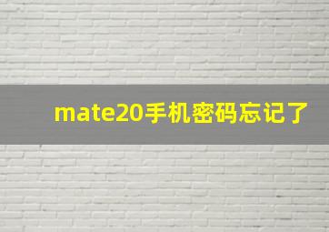 mate20手机密码忘记了