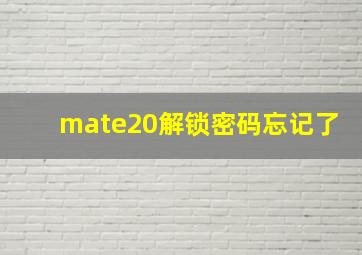 mate20解锁密码忘记了