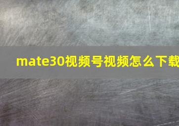 mate30视频号视频怎么下载