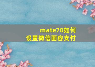 mate70如何设置微信面容支付