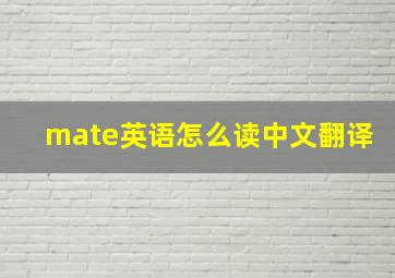 mate英语怎么读中文翻译