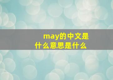 may的中文是什么意思是什么