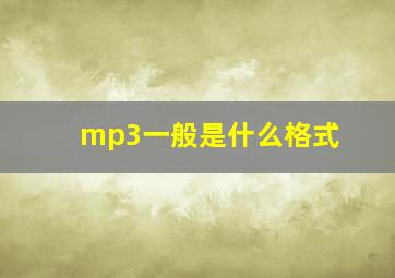 mp3一般是什么格式