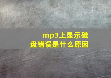 mp3上显示磁盘错误是什么原因