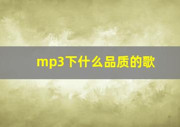 mp3下什么品质的歌