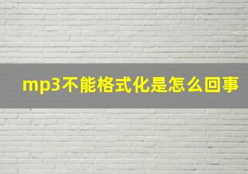 mp3不能格式化是怎么回事