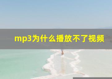 mp3为什么播放不了视频