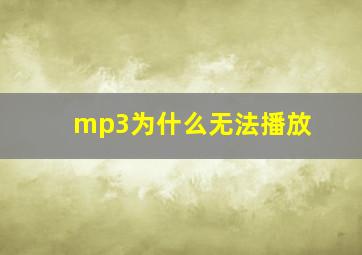 mp3为什么无法播放