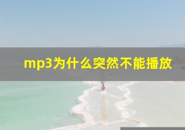 mp3为什么突然不能播放