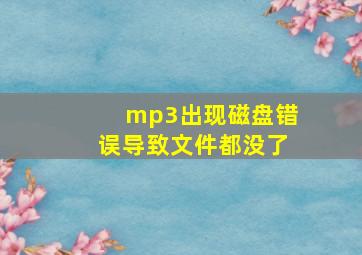 mp3出现磁盘错误导致文件都没了