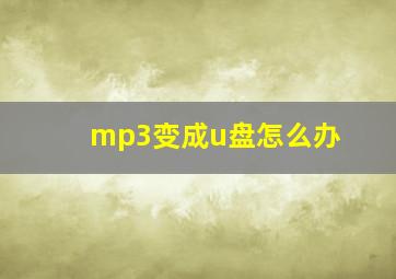 mp3变成u盘怎么办