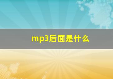 mp3后面是什么