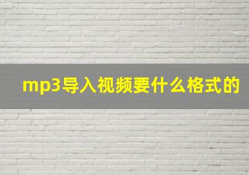 mp3导入视频要什么格式的