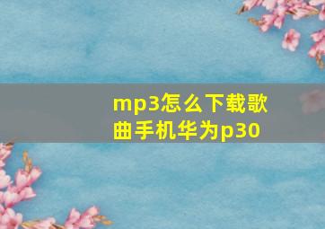 mp3怎么下载歌曲手机华为p30