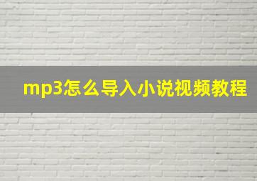 mp3怎么导入小说视频教程