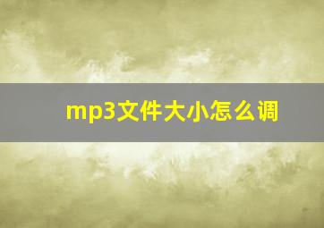 mp3文件大小怎么调