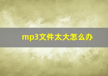 mp3文件太大怎么办