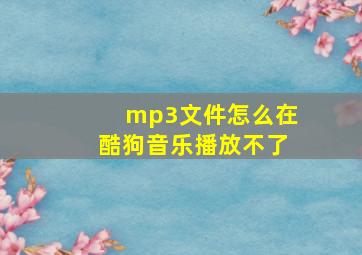 mp3文件怎么在酷狗音乐播放不了