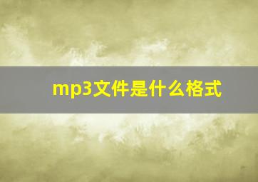 mp3文件是什么格式