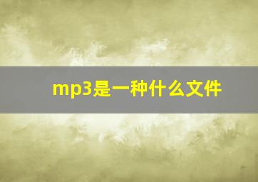 mp3是一种什么文件