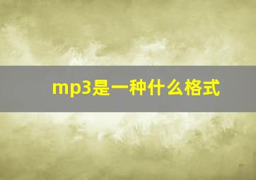 mp3是一种什么格式