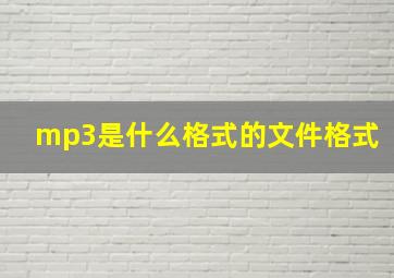 mp3是什么格式的文件格式