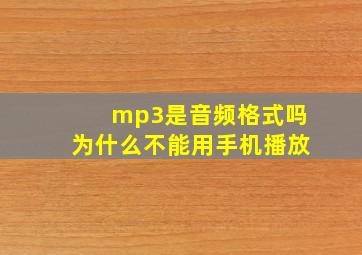 mp3是音频格式吗为什么不能用手机播放