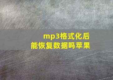 mp3格式化后能恢复数据吗苹果