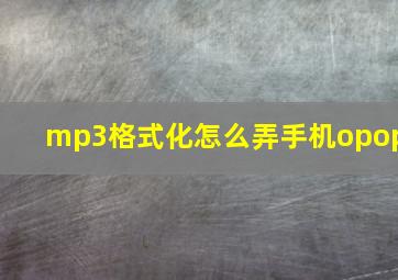 mp3格式化怎么弄手机opop