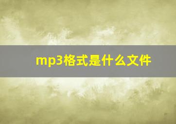 mp3格式是什么文件