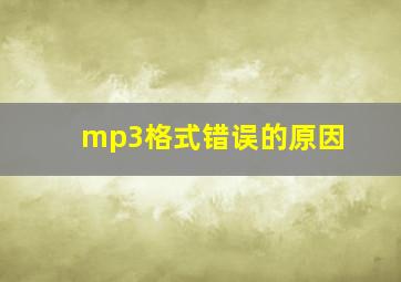 mp3格式错误的原因