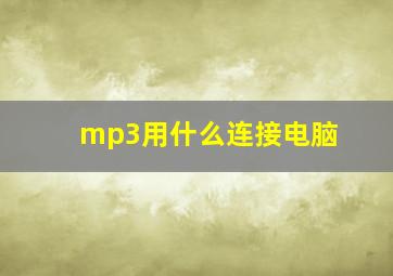 mp3用什么连接电脑