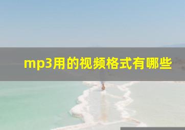 mp3用的视频格式有哪些