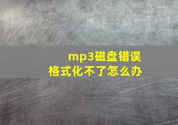 mp3磁盘错误格式化不了怎么办