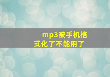 mp3被手机格式化了不能用了