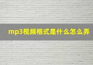 mp3视频格式是什么怎么弄