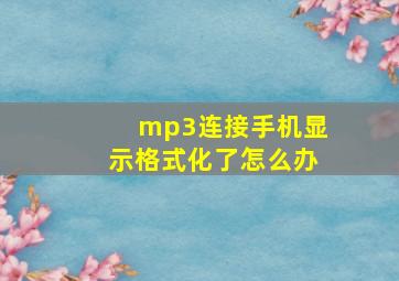 mp3连接手机显示格式化了怎么办