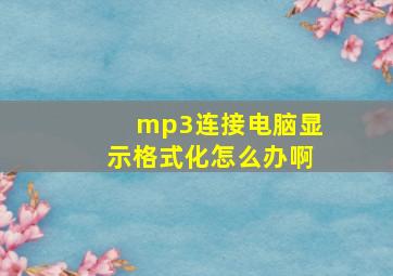 mp3连接电脑显示格式化怎么办啊