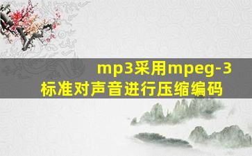 mp3采用mpeg-3标准对声音进行压缩编码