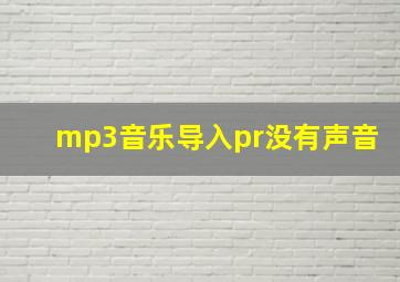 mp3音乐导入pr没有声音