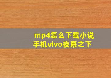 mp4怎么下载小说手机vivo夜幕之下