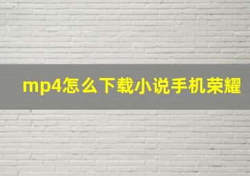 mp4怎么下载小说手机荣耀